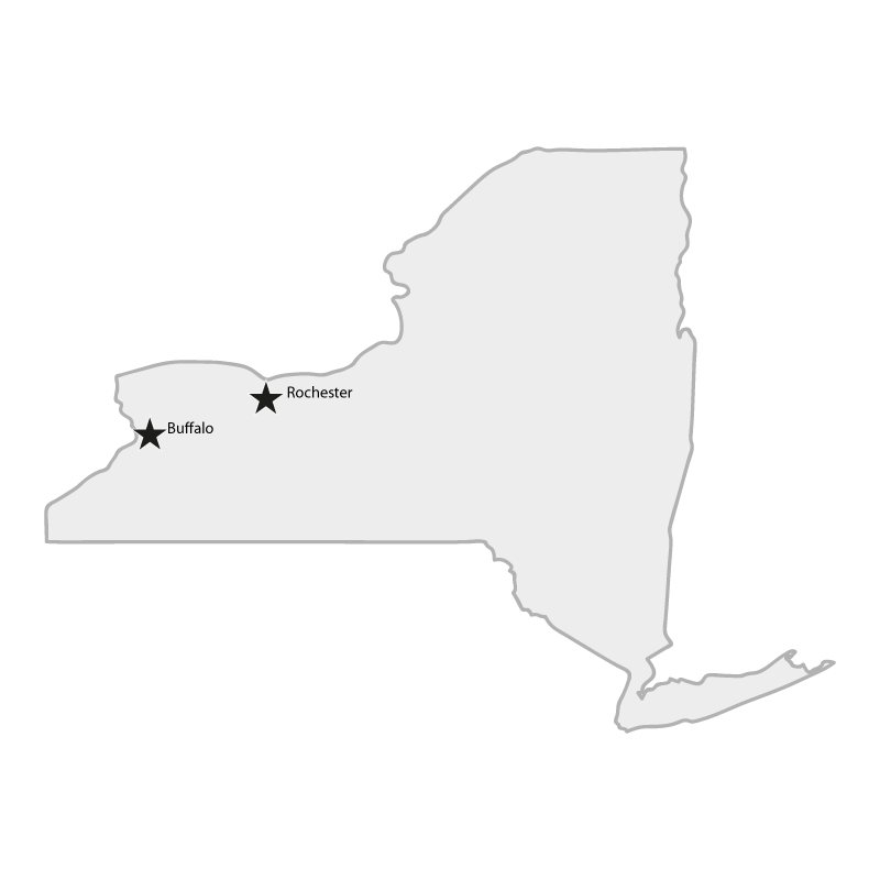 NY State Map Buffalo and Rochester