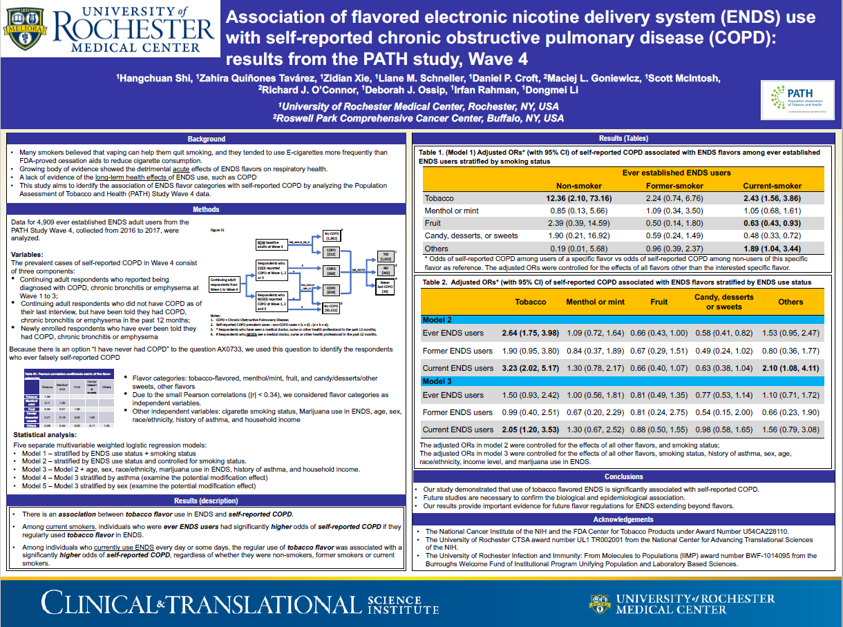 This work was supported by the US Food and Drug Administration and National Cancer Institute (U54CA238110) and by the University of Rochester CTSA award number TL1 TR002000 from the National Center for Advancing Translational Sciences of the National Institutes of Health. The content is solely the responsibility of the authors and does not necessarily represent the official views of the National Institutes of Health or the US Food and Drug Association. Prevalence of conventional cigarette and electronic nicotine delivery system use prior to conception and behavior change during pregnancy - Findings from the Pregnancy Risk Assessment Monitoring System Phase 8 (2016-2017)